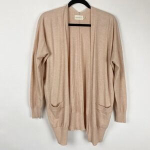 Dreamers Pink Open Cardigan Womens Size Small Medium Pockets Relaxed Cozy Soft